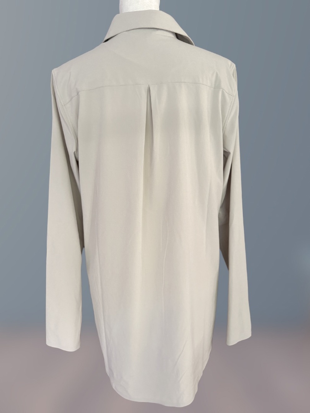 Athleta Urbanite Button Down Top Small Beige Performance Stretch Blouse - Picture 7 of 13
